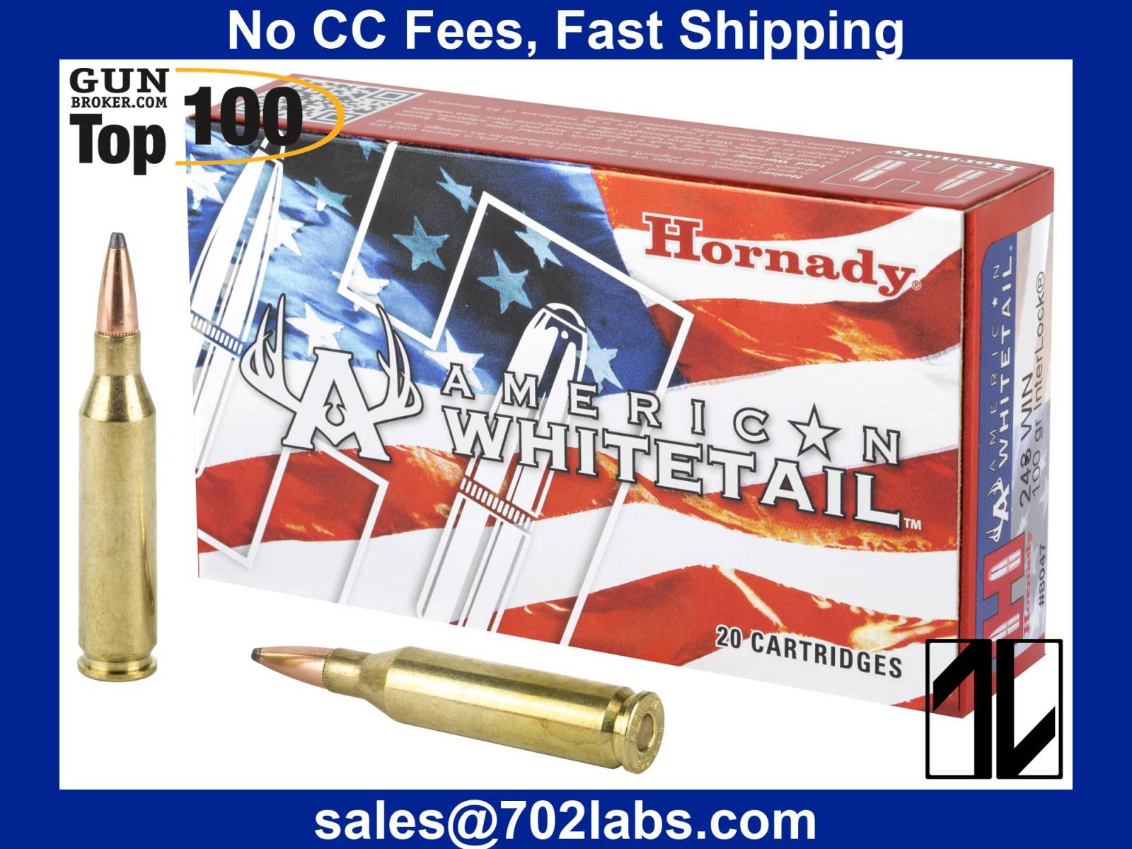 Hornady American Whitetail 243 Win 100 Grain InterLock Ammo-img-0
